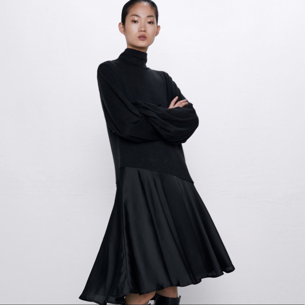 Zara NEW combination midi dress